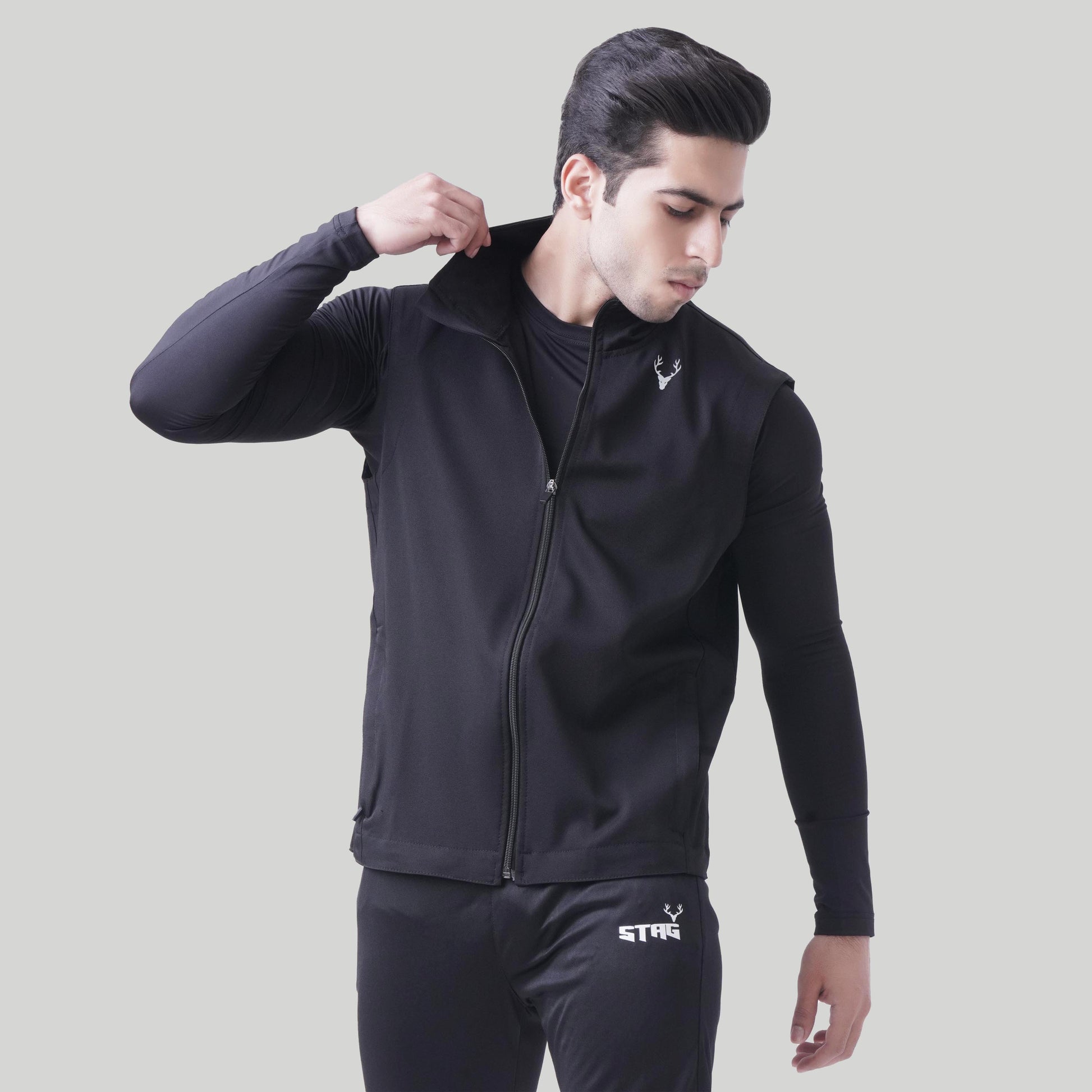 Stag Unisex Sports Sleeveless Jacket (Black) - Stag Clothing