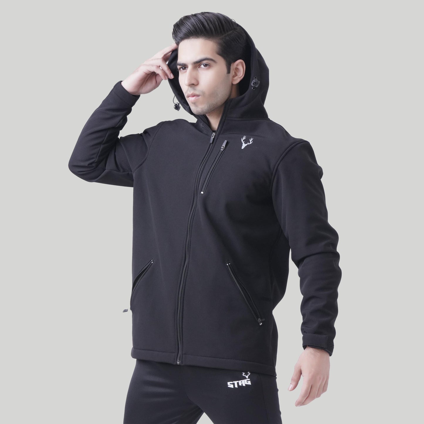 Unisex SoftTech Jacket (Black) - Stag Clothing