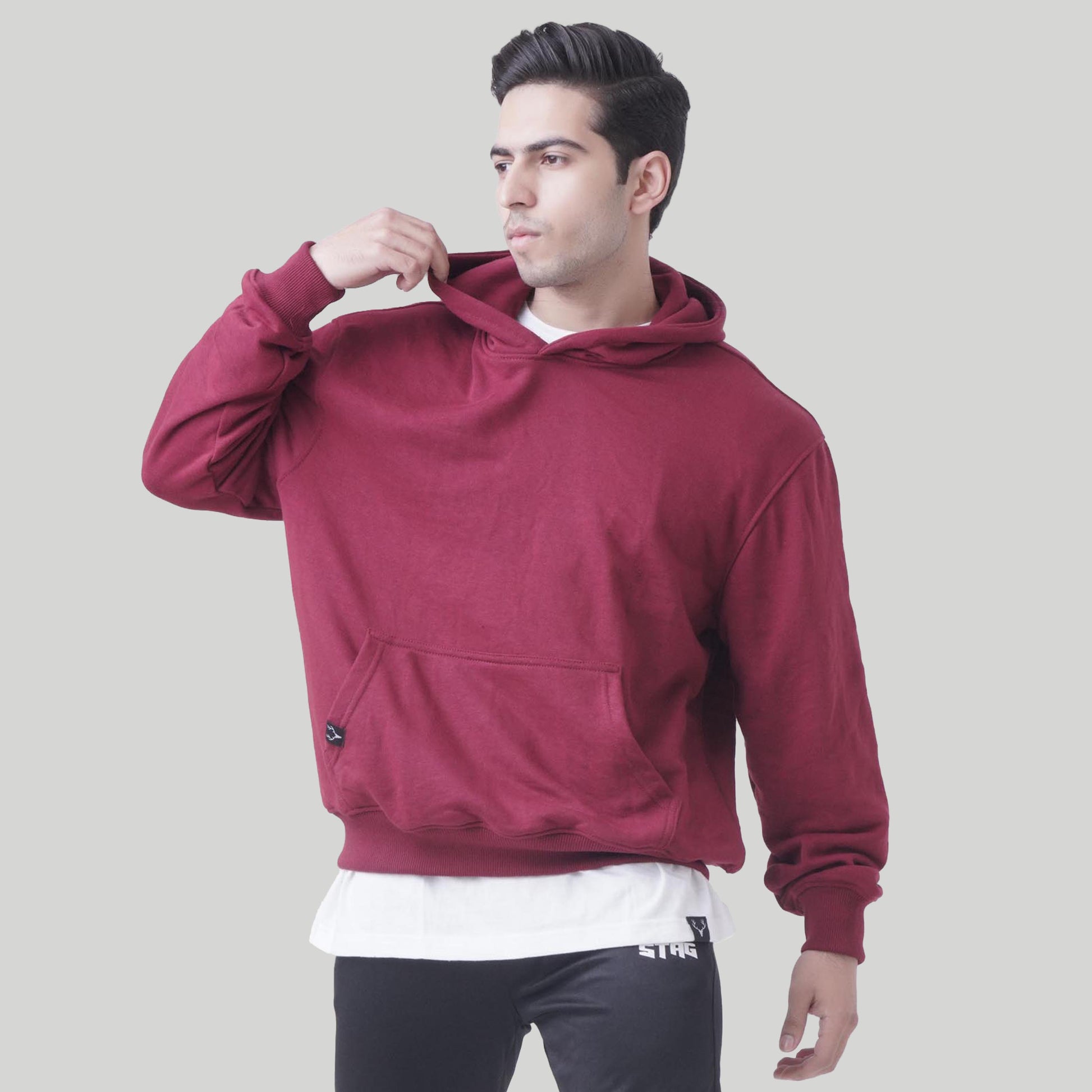 Oversized Rest Day Unisex Hoodie (Maroon) - Stag Clothing