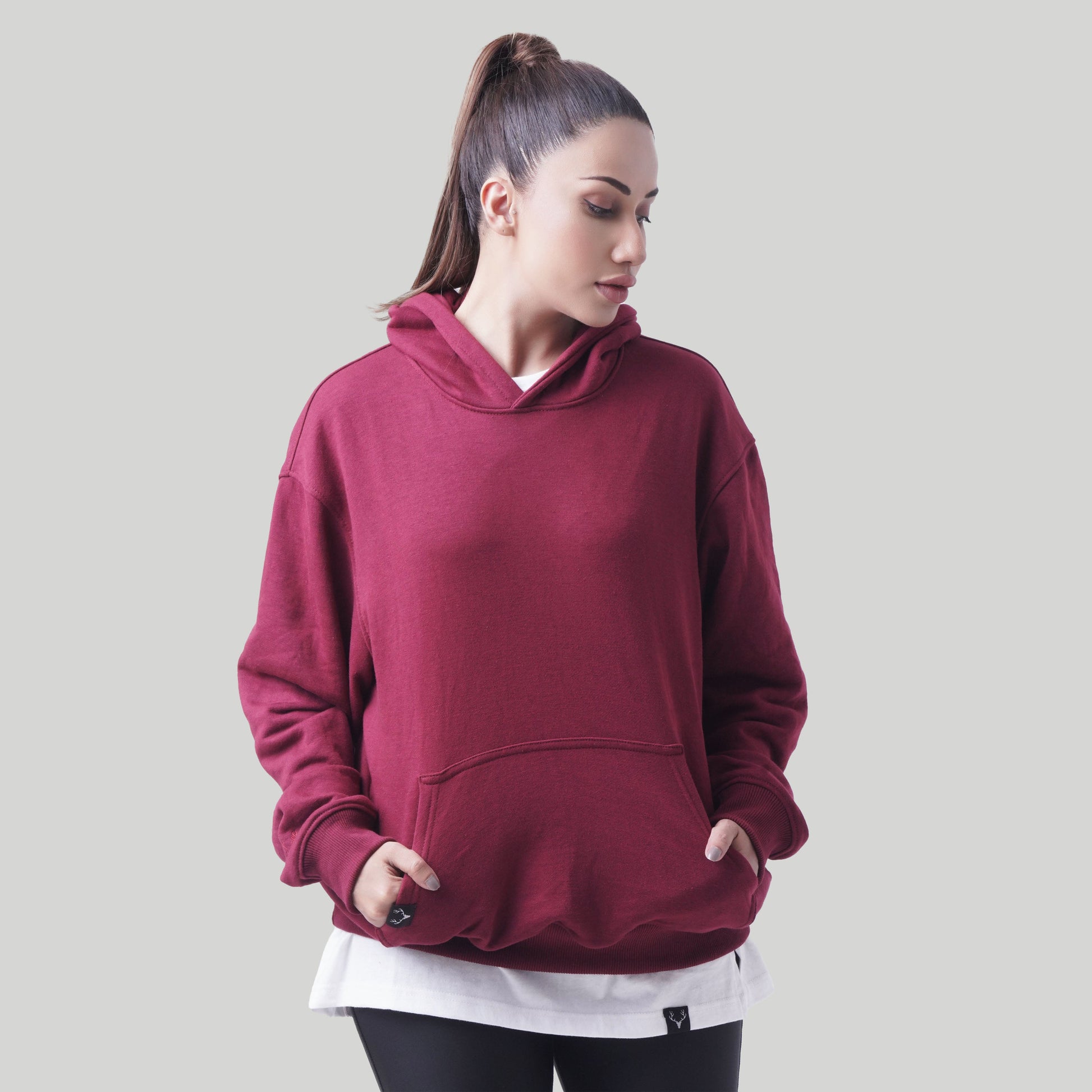 Stag Oversized Rest Day Unisex Hoodie (Maroon) - Stag Clothing