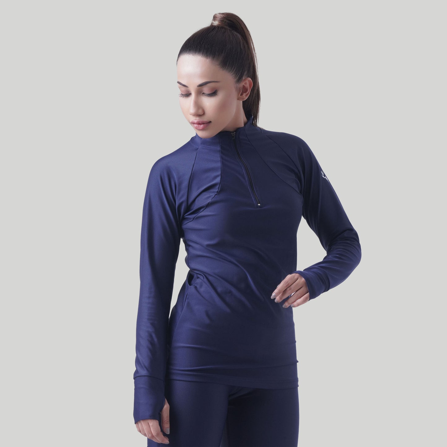 Stag Women Running 1/4 zip (Navy Blue) - Stag Clothing