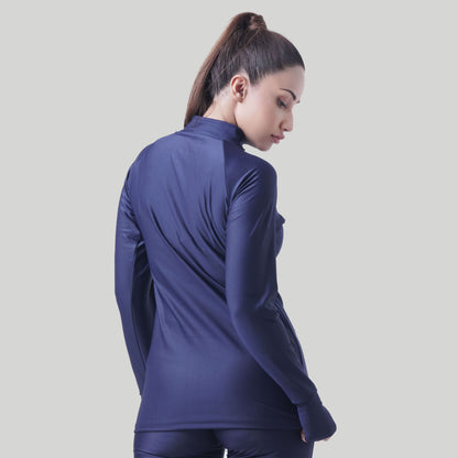 Stag Women Running 1/4 zip (Navy Blue) - Stag Clothing