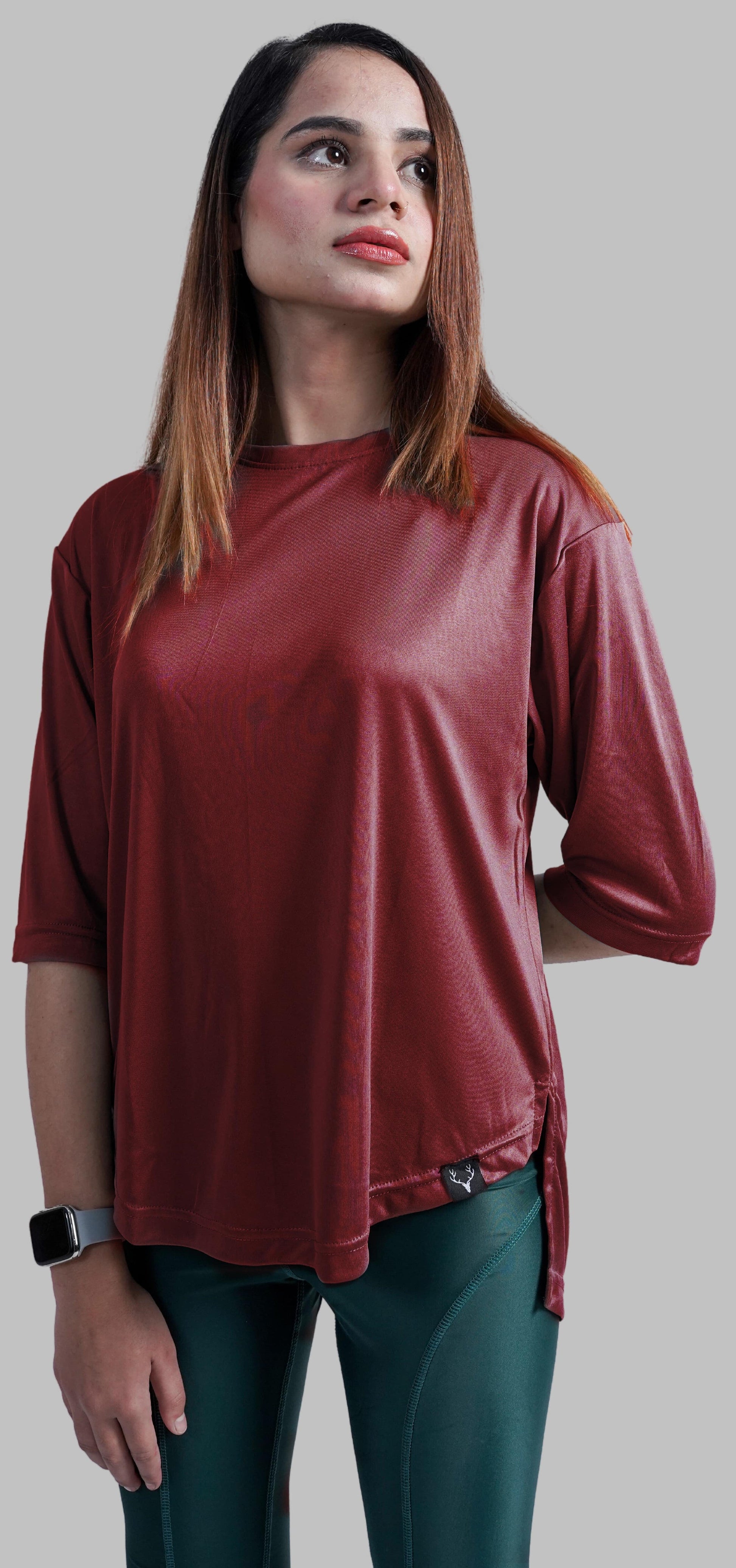 Women Fraction Tee 4.0 (MAROON) - Stag Clothing